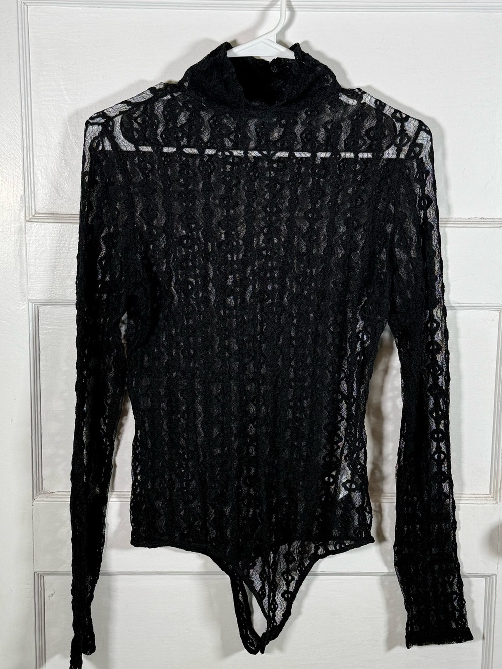 Express Black Sheer Lace Turtleneck Bodysuit